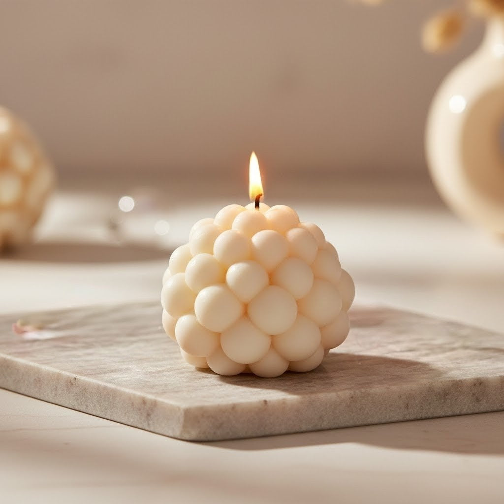 Lumânare decorativă neparfumată handmade "Zmeurică" (86g)