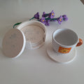Set handmade 4 Suporturi Căni cu Stativ "Stardust White"
