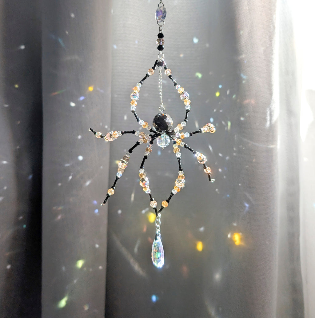 Capcana de soare paianjen Mystic Weaver varianta Amber Obsidian chihlimbar si auriu Melamar