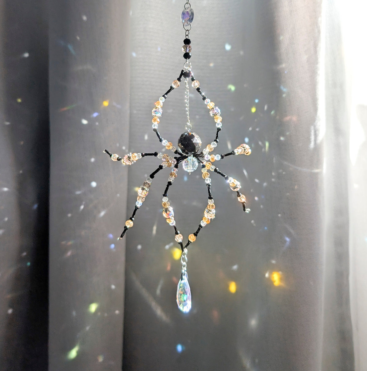 Capcana de soare paianjen Mystic Weaver varianta Amber Obsidian chihlimbar si auriu Melamar