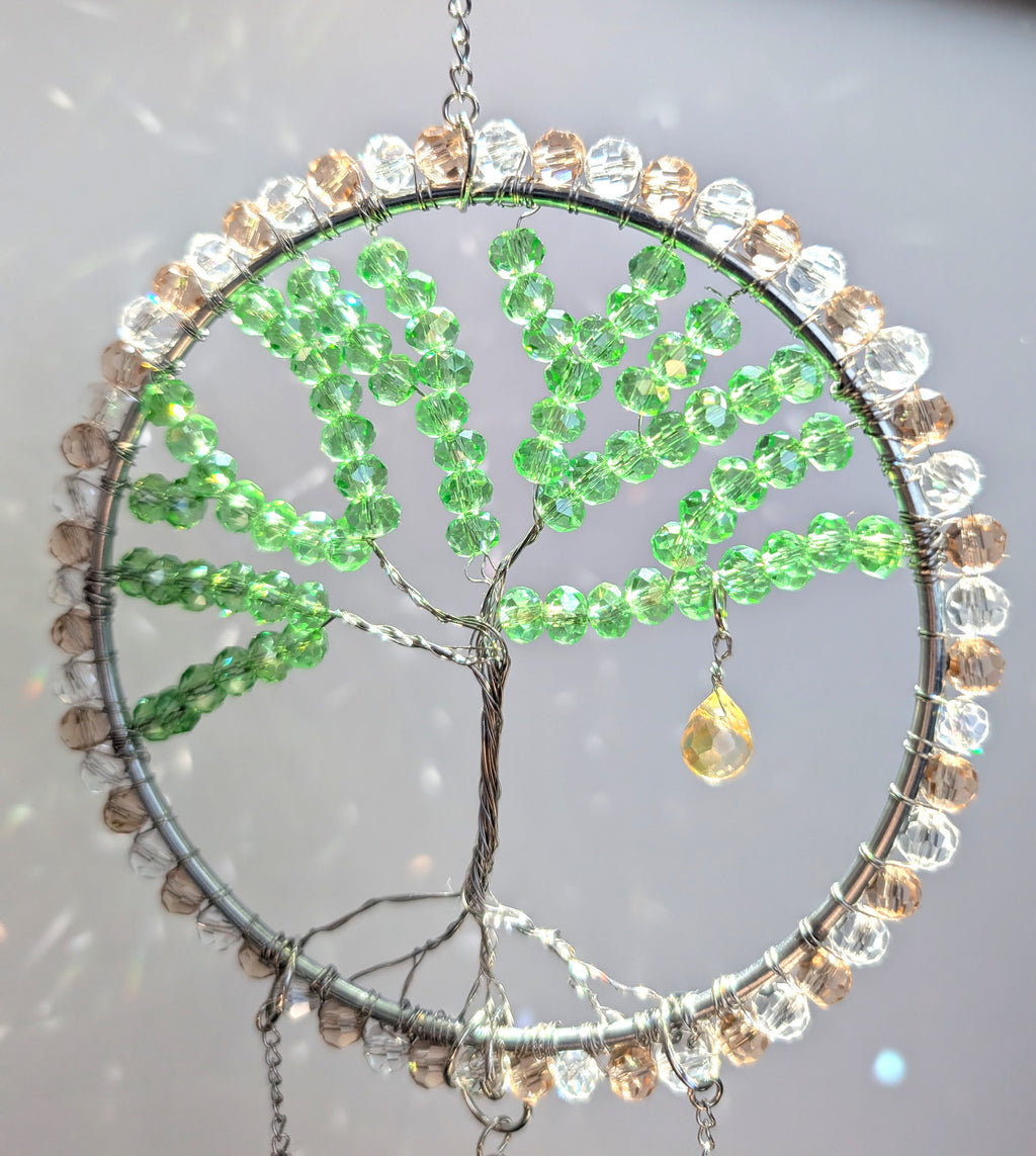 Suncatcher (Capcană de Soare) "Arborele Vieții" - din mărgele de sticlă